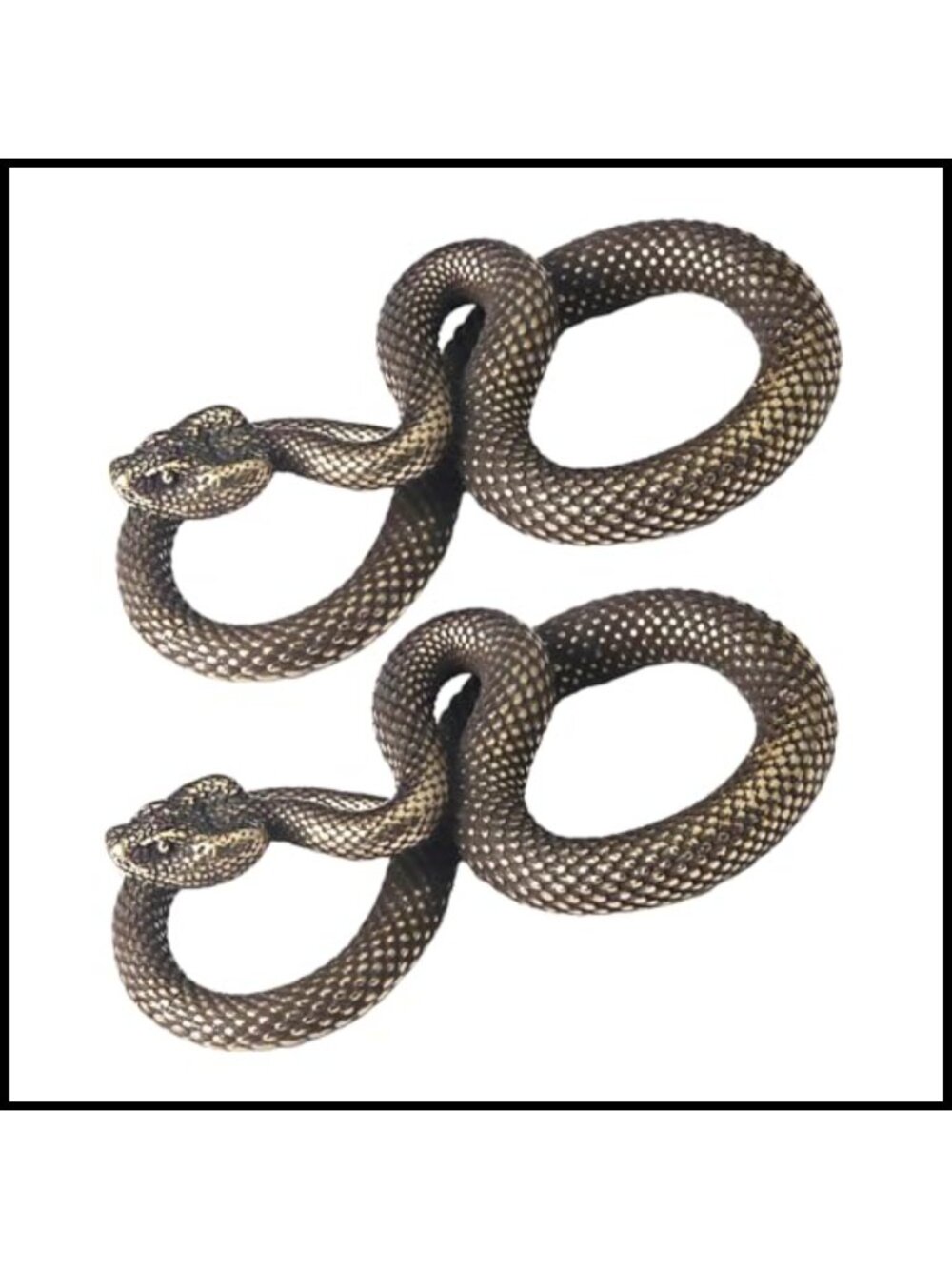Set 2 Bronze Snake Figurines Brass Vintage Style Desktop Sculpture Decor